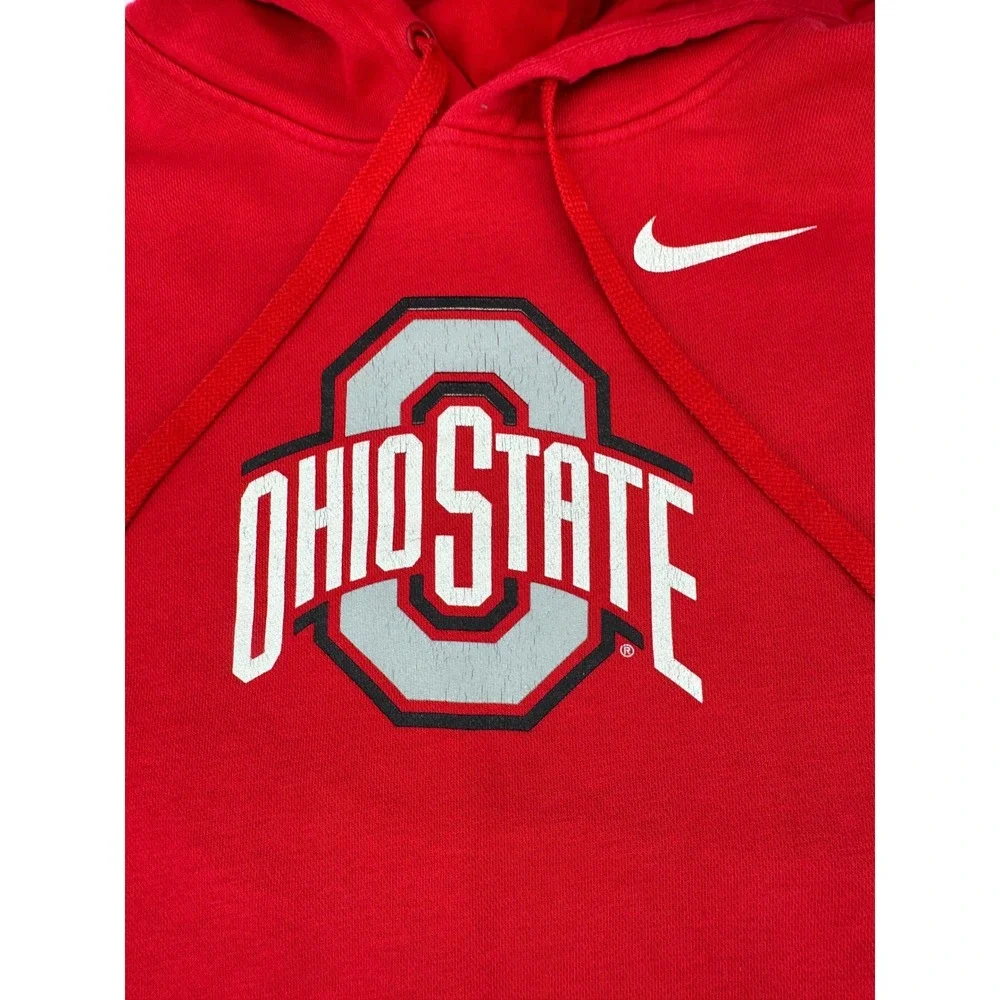 Nike Ohio State Buckeyes Hoodie Men Large Red Pullover NCAA Sweatshirt Graphic